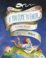 Book cover showing a child drawing on a scroll of paper while lying on an image of the planet Earth