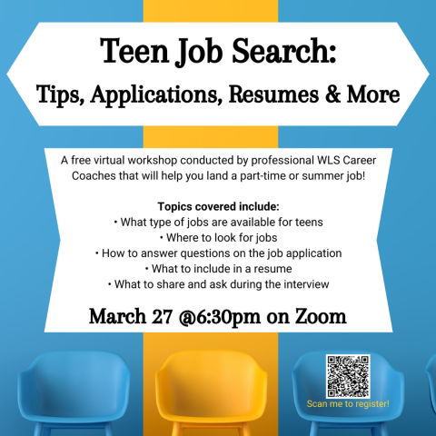 Poster advertising the Teen Job Search program