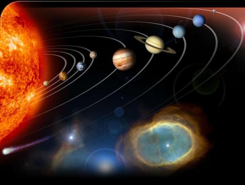 An illustration of the solar system