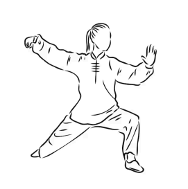 line drawing of figure practicing tai chi