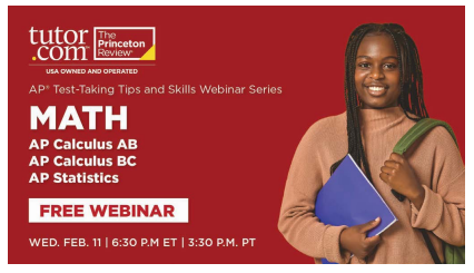An explainer about the time and date of the program with a young woman holding books pictured.