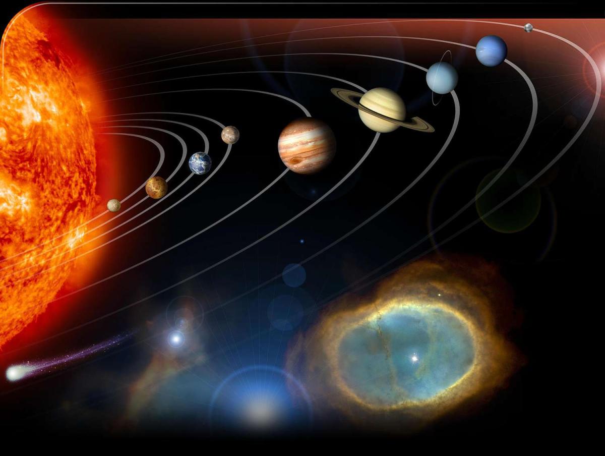 An illustration of the solar system